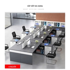Bàn Làm Việc Văn Phòng Hiện Đại Đôi Liền Tủ