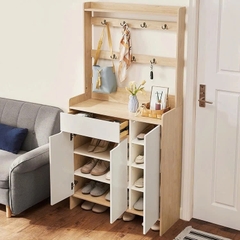 Kệ Giày Đa Năng Kèm Móc Treo & Ngăn Kéo