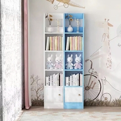 Kệ Sách Trẻ Em 2 Cột Trắng - Xanh Pastel Đa Năng