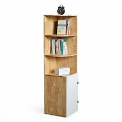 Kệ Sách Gỗ Tự Nhiên Phối Trắng Đứng Hiện Đại