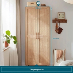 Tủ Quần Áo Gỗ Tự Nhiên 4 Cánh 2 Hộc Kéo Hiện Đại