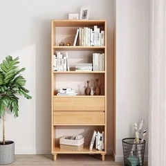 Kệ Sách Gỗ Tự Nhiên 4 Tầng Có Ngăn Kéo Hiện Đại