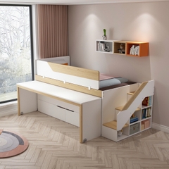 Giường tầng thông minh xếp gọn có hộc tủ và bàn học TM01