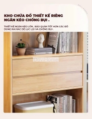 Kệ Sách Gỗ Tự Nhiên 4 Tầng Có Ngăn Kéo Hiện Đại
