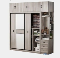 Tủ Quần Áo Cửa Lùa Hiện Đại Kèm Kệ Trang Trí Đa Năng