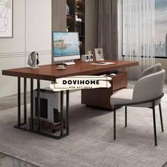 Bàn làm việc chân thép tích hợp tủ đồ BLV02