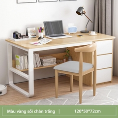 Bàn làm việc chân kim loại đi kèm tủ để đồ tiện lợi BLV03