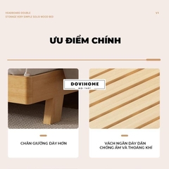 Giường Gỗ Tự Nhiên Thiết Kế Chắc Chắn Và Ổn Định M51