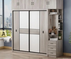 Tủ Quần Áo Cửa Lùa Hiện Đại Kèm Kệ Trang Trí Đa Năng