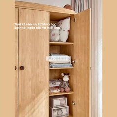 Tủ Quần Áo Gỗ Tự Nhiên 3 Cánh Hiện Đại