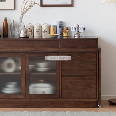 Tủ Bếp Đa Năng Gỗ MDF Cửa Kính Sọc Mờ