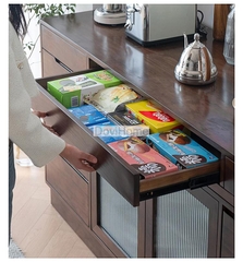 Tủ Bếp Đa Năng Gỗ MDF Cửa Kính Sọc Mờ