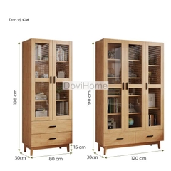 Tủ Gỗ Trưng Bày Kính Hiện Đại 4 Cánh