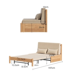 Giường Sofa Kéo Đa Năng Gỗ Tự Nhiên Hiện Đại