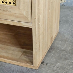 Tủ Giày Gỗ Tự Nhiên Cánh Mây Đan 2 Ngăn