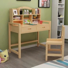 Bàn Học Sinh Gỗ Tự Nhiên Đa Năng Kèm Kệ Sách