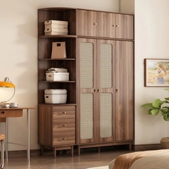 Tủ Quần Áo Gỗ Kết Hợp Mây Hiện Đại
