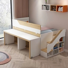 Giường tầng thông minh xếp gọn có hộc tủ và bàn học TM01
