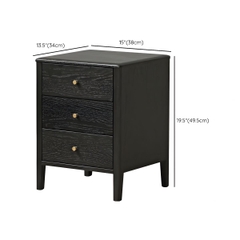 Tủ Giường Gỗ 3 Ngăn Kéo Màu Đen Than Cổ Điển