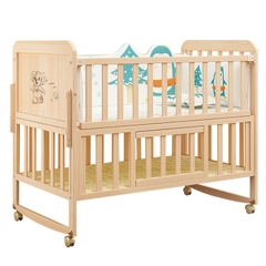 Cũi Gỗ Cho Bé Lắp Ghép Thiết Kế Đơn Giản NC03