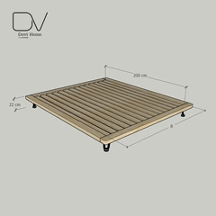 Giường gỗ  M22 - Giường gỗ decor kết hợp chân sắt sơn tĩnh điện