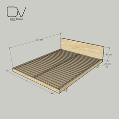 Giường gỗ DV4 - Giường ngủ Decor có tựa đầu phong cách tối giản