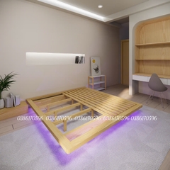Giường gỗ  M23 - Mẫu gường bay kết hợp đèn led