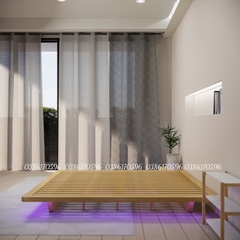 Giường gỗ  M23 - Mẫu gường bay kết hợp đèn led