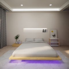 Giường gỗ  M23 - Mẫu gường bay kết hợp đèn led