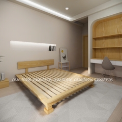Giường M17 - Giường gỗ đơn giản có tựa kết hợp chân hộp