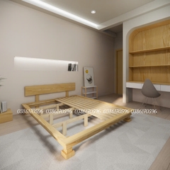 Giường M17 - Giường gỗ đơn giản có tựa kết hợp chân hộp
