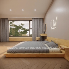 Giường gỗ M15 - Mẫu giường tựa kín tap treo 2 bên
