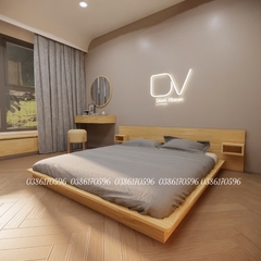 Giường gỗ M15 - Mẫu giường tựa kín tap treo 2 bên