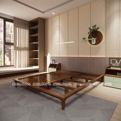 Giường gỗ M20 phong cách Hàn Quốc hiện đại tối giản