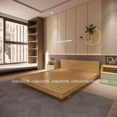 Giường gỗ DV4 - Giường ngủ Decor có tựa đầu phong cách tối giản