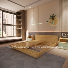 Giường gỗ DV4 - Giường ngủ Decor có tựa đầu phong cách tối giản