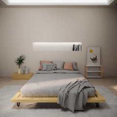 Giường gỗ  M22 - Giường gỗ decor kết hợp chân sắt sơn tĩnh điện