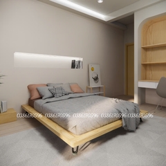 Giường gỗ  M22 - Giường gỗ decor kết hợp chân sắt sơn tĩnh điện