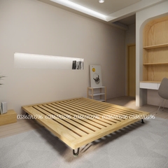 Giường gỗ  M22 - Giường gỗ decor kết hợp chân sắt sơn tĩnh điện