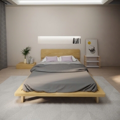 Giường gỗ thông bo viền khung mặt (Mã M27)