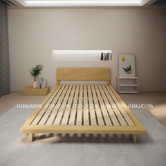 Giường gỗ thông bo viền khung mặt (Mã M27)