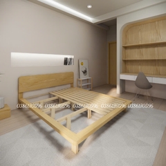 Giường gỗ thông bo viền khung mặt (Mã M27)