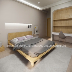 Giường gỗ thông bo viền khung mặt (Mã M27)