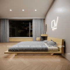 Giường gỗ DV1- Giường ngủ Decor có tựa đầu