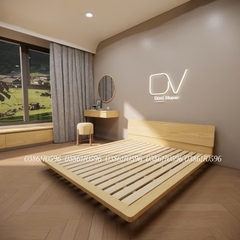 Giường gỗ DV1- Giường ngủ Decor có tựa đầu