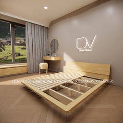Giường gỗ DV1- Giường ngủ Decor có tựa đầu