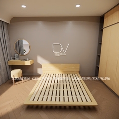 Giường gỗ DV1- Giường ngủ Decor có tựa đầu