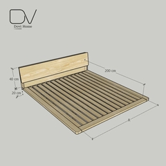 Giường gỗ DV1- Giường ngủ Decor có tựa đầu