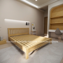 Mẫu giường M35 Giường gỗ kết hợp tựa nan dọc