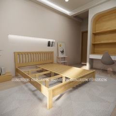 Mẫu giường M35 Giường gỗ kết hợp tựa nan dọc